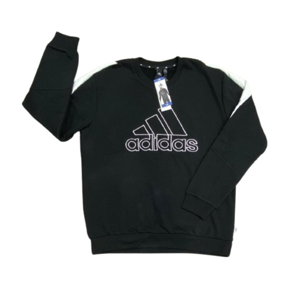NWT Men's Adidas Future Icons Embroidered Badge Black Sweatshirt Size M, L, XL - Picture 2 of 9